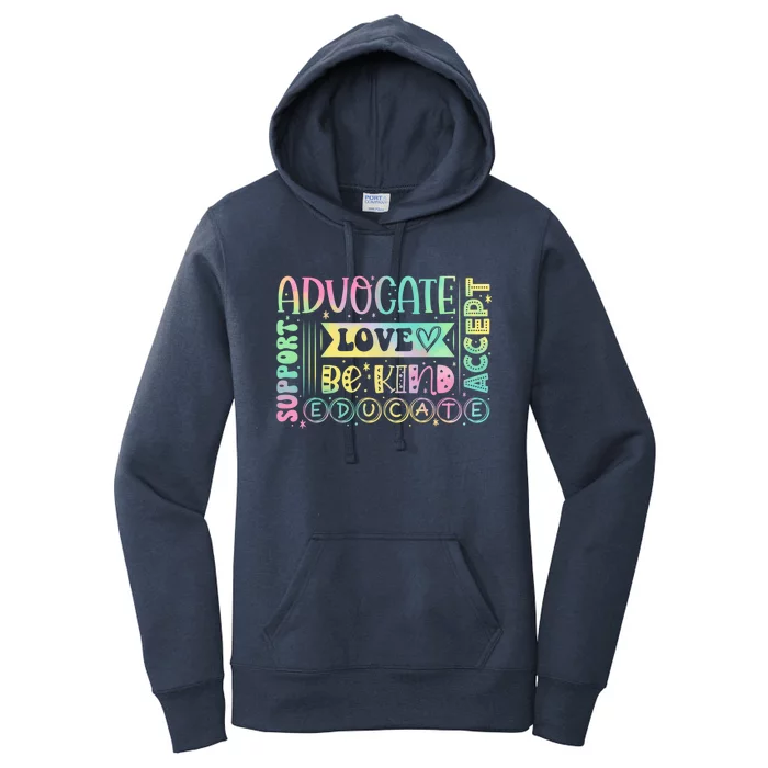 Advocate Love Support Accept Be Kind Autism Awareness Cool Gift Women's Pullover Hoodie