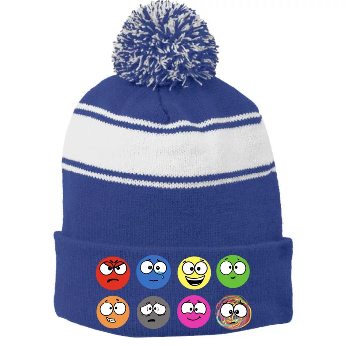 A Little SPOT Emotions Stripe Pom Pom Beanie