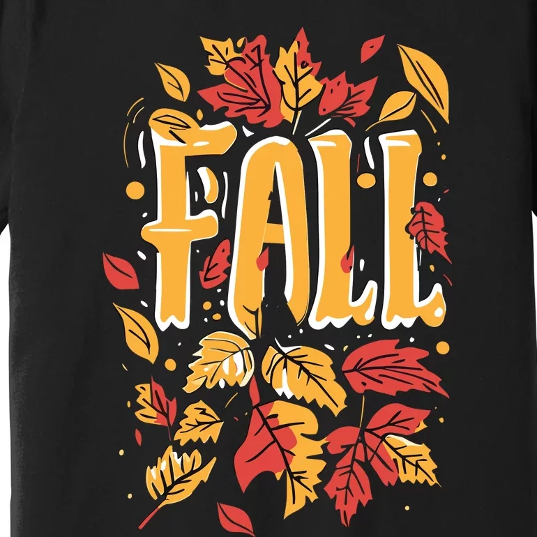 Autumn Leaves Seasonal Graphic Premium T-Shirt