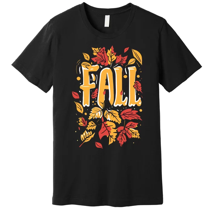 Autumn Leaves Seasonal Graphic Premium T-Shirt