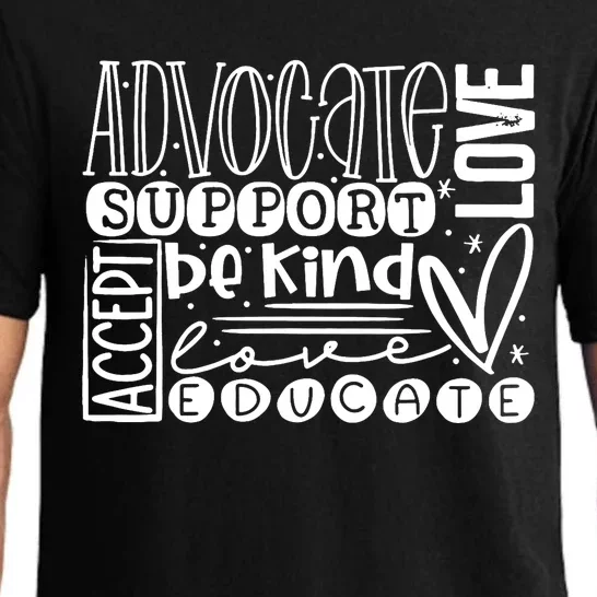 Advocate Love Support Accept Be Kind Autism Awareness Wo Pajama Set