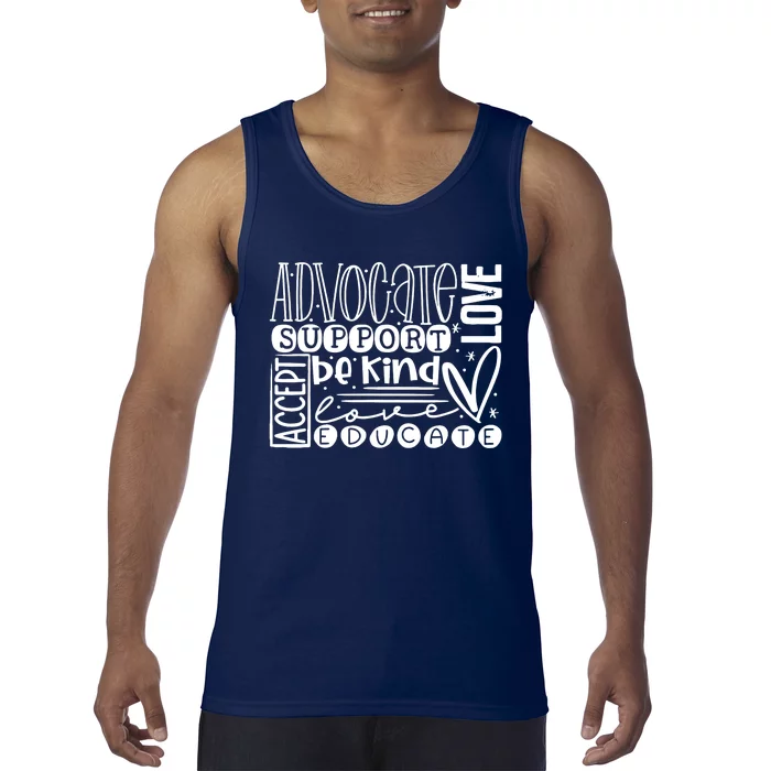 Advocate Love Support Accept Be Kind Autism Awareness Wo Tank Top