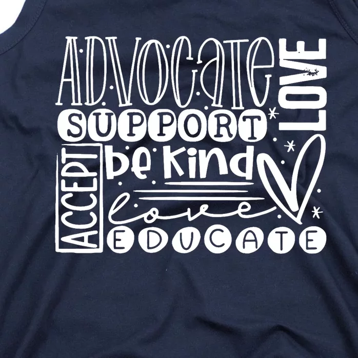 Advocate Love Support Accept Be Kind Autism Awareness Wo Tank Top