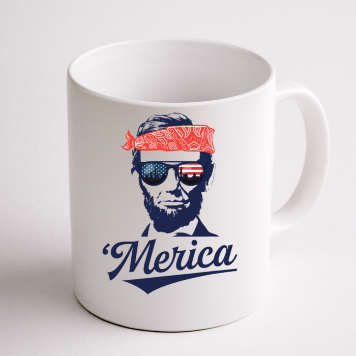 Abraham Lincoln Sunglasses Bandana Merica Front & Back Coffee Mug