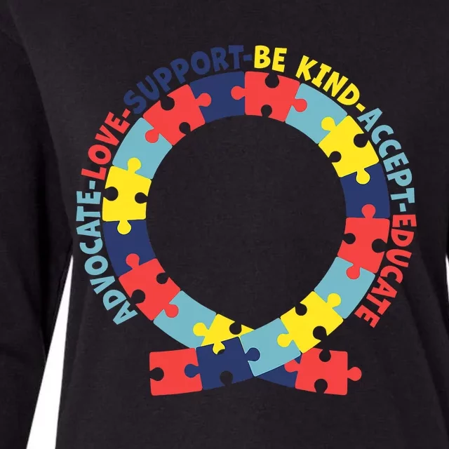 Advocate Love Support Accept Be Kind Autism Awareness Funny Womens Cotton Relaxed Long Sleeve T-Shirt