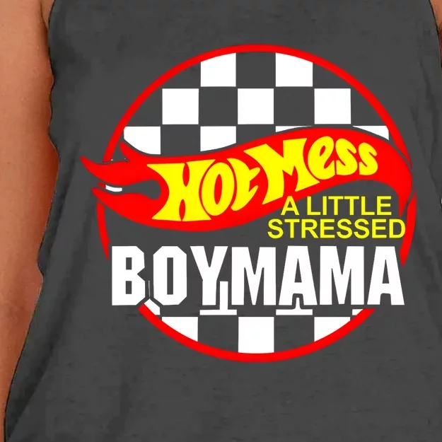 A Little Stressed Boy Mama Women's Knotted Racerback Tank