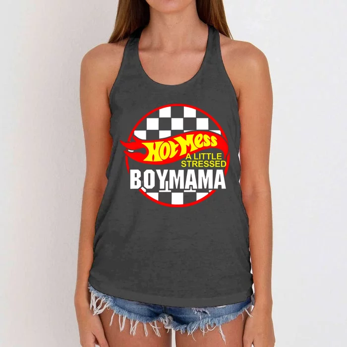 A Little Stressed Boy Mama Women's Knotted Racerback Tank