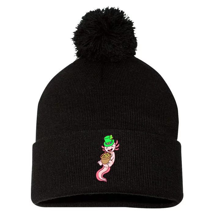 Axolotl Leprechaun St Patricks Axolotl Gift Pom Pom 12in Knit Beanie