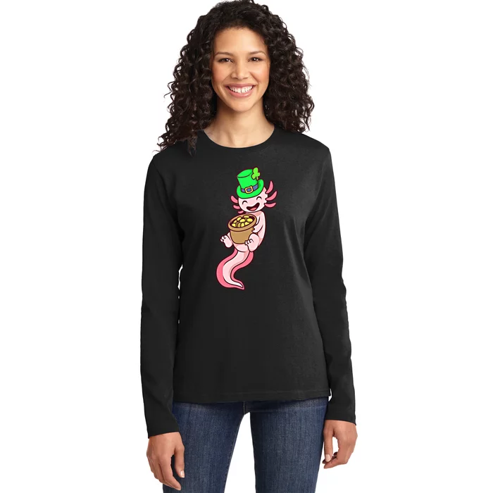 Axolotl Leprechaun St Patricks Axolotl Gift Ladies Long Sleeve Shirt