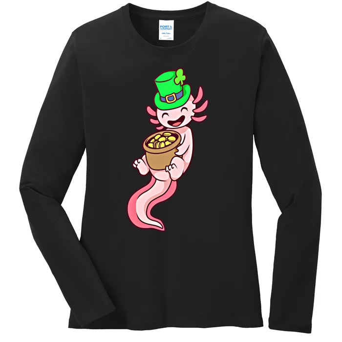 Axolotl Leprechaun St Patricks Axolotl Gift Ladies Long Sleeve Shirt