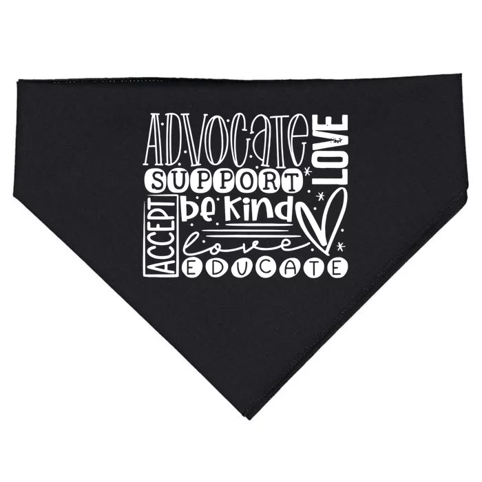 Advocate Love Support Accept Be Kind Autism Awareness Gift USA-Made Doggie Bandana