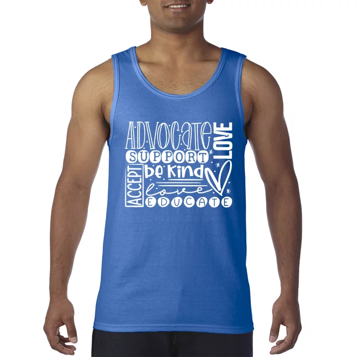 Advocate Love Support Accept Be Kind Autism Awareness Gift Tank Top