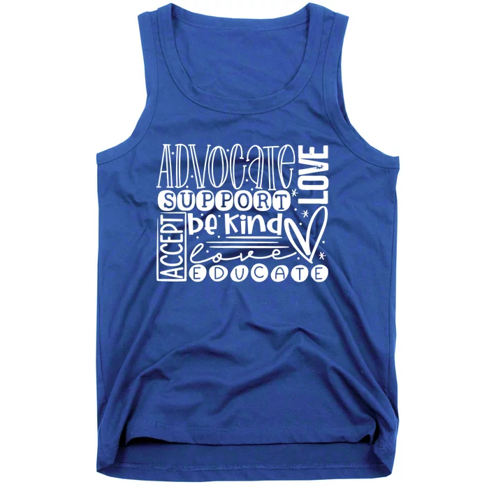 Advocate Love Support Accept Be Kind Autism Awareness Gift Tank Top