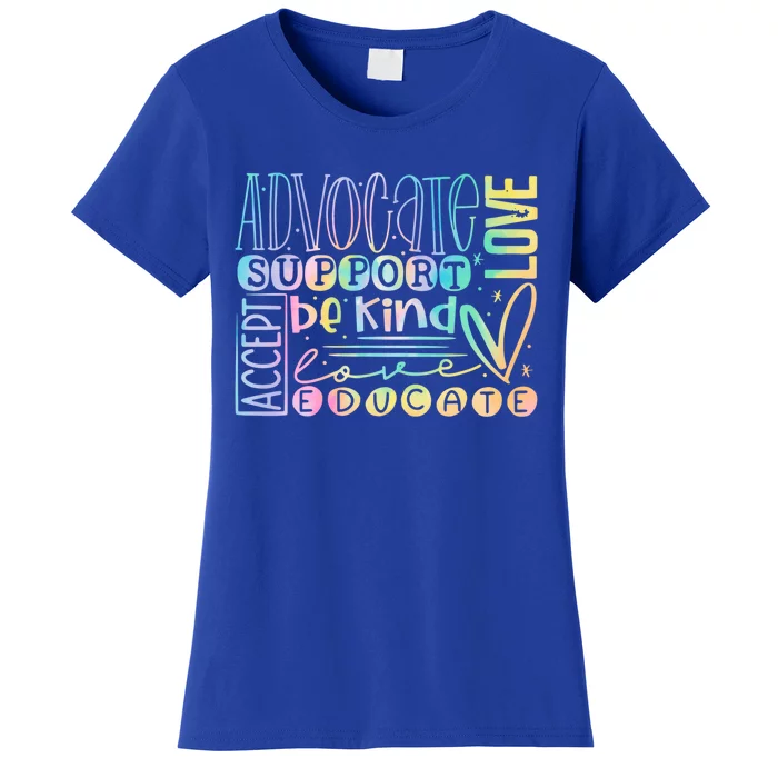 Advocate Love Support Accept Be Kind Autism Awareness Cute Gift Women's T-Shirt