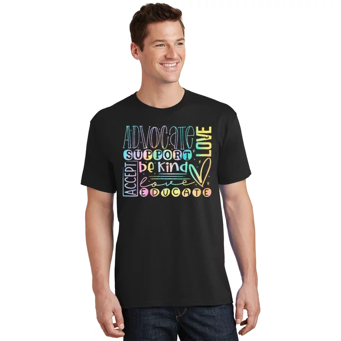 Advocate Love Support Accept Be Kind Autism Awareness T-Shirt