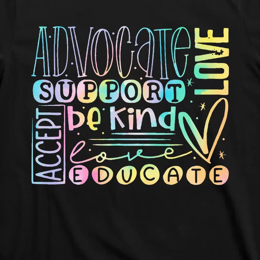 Advocate Love Support Accept Be Kind Autism Awareness T-Shirt