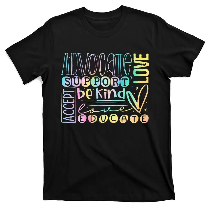 Advocate Love Support Accept Be Kind Autism Awareness T-Shirt