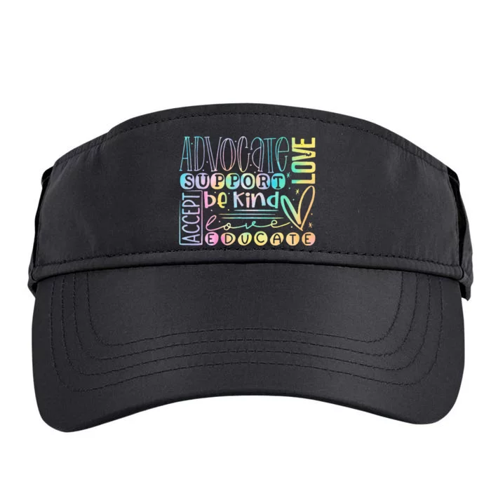 Advocate Love Support Accept Be Kind Autism Awareness Adult Drive Performance Visor