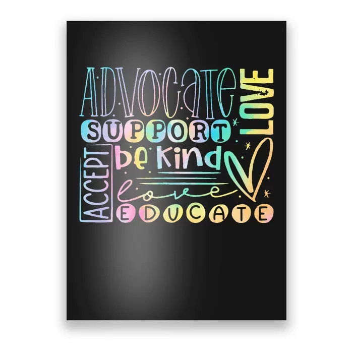 Advocate Love Support Accept Be Kind Autism Awareness Poster