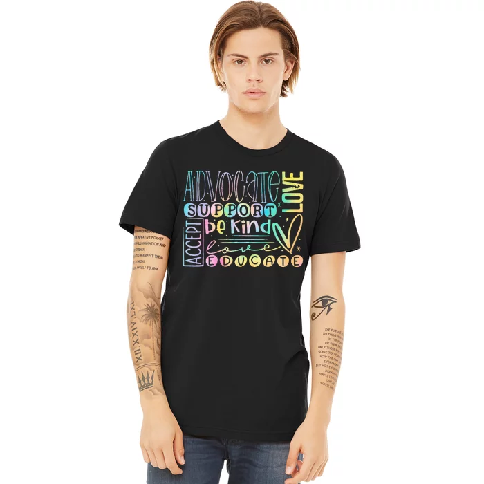 Advocate Love Support Accept Be Kind Autism Awareness Premium T-Shirt