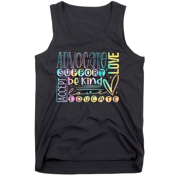 Advocate Love Support Accept Be Kind Autism Awareness Tank Top