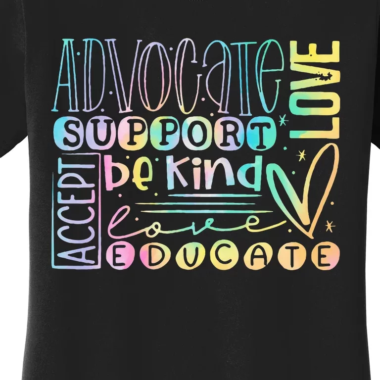 Advocate Love Support Accept Be Kind Autism Awareness Women's T-Shirt