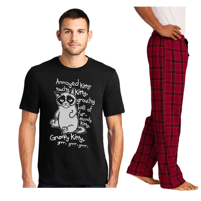 Annoyed Litty Touchy Kitty Grouchy Ball Of Fur Moody Kitty Grumpy Kitty Cat Pajama Set