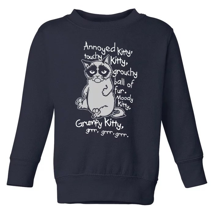 Annoyed Litty Touchy Kitty Grouchy Ball Of Fur Moody Kitty Grumpy Kitty Cat Toddler Sweatshirt