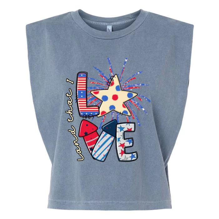 America Land That I Love Gift 4th July Usa Fireworks Star Gift Garment-Dyed Women's Muscle Tee