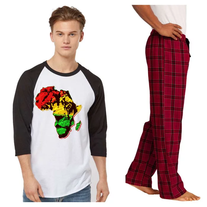 African Lion Traditional Pattern Colors Raglan Sleeve Pajama Set