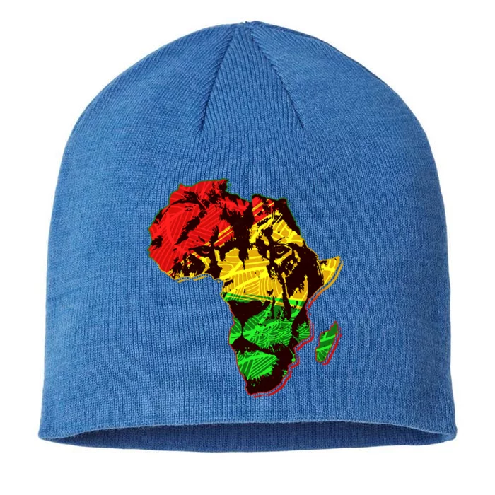 African Lion Traditional Pattern Colors 8 1/2in Sustainable Knit Beanie