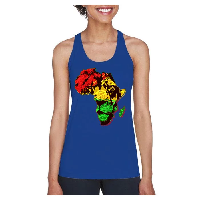 African Lion Traditional Pattern Colors Women's Racerback Tank