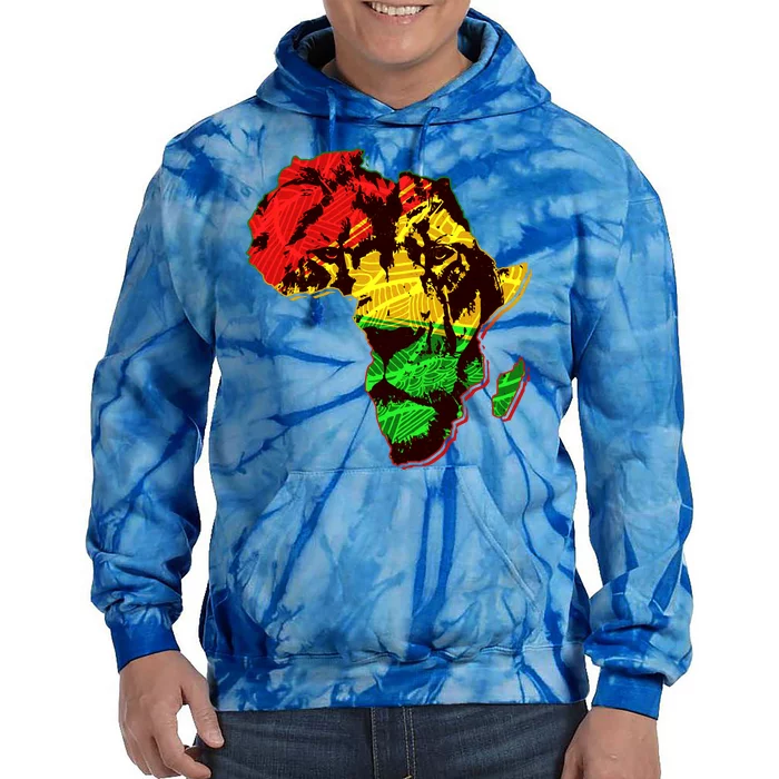 African Lion Traditional Pattern Colors Tie Dye Hoodie