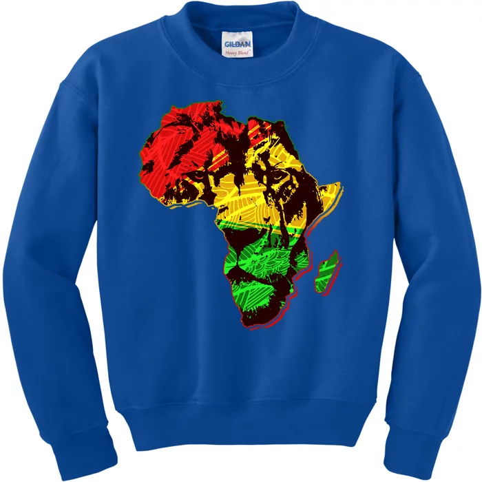 African Lion Traditional Pattern Colors Kids Sweatshirt