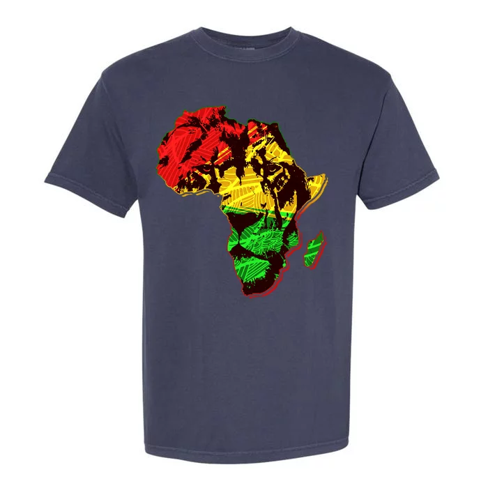 African Lion Traditional Pattern Colors Garment-Dyed Heavyweight T-Shirt