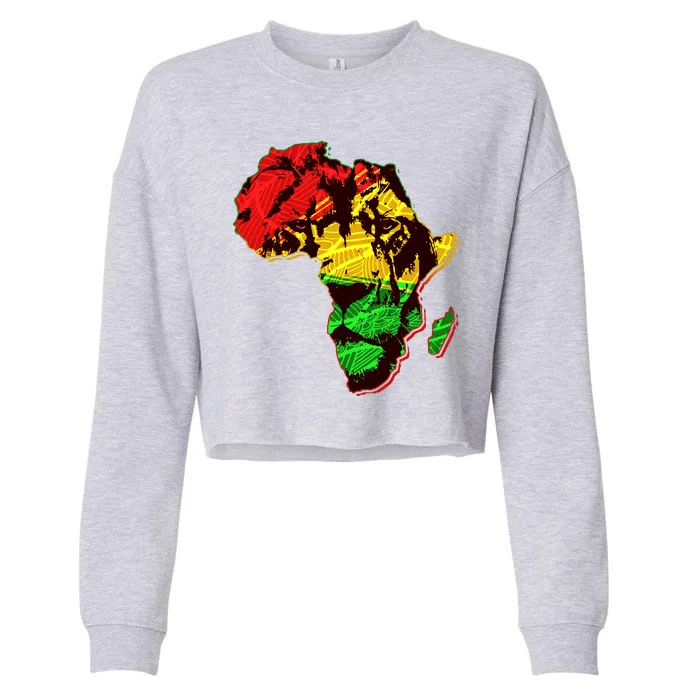 African Lion Traditional Pattern Colors Cropped Pullover Crew