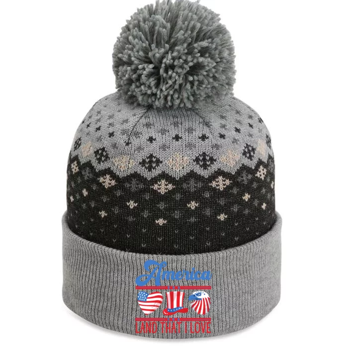 America Land That I Love Gift The Baniff Cuffed Pom Beanie