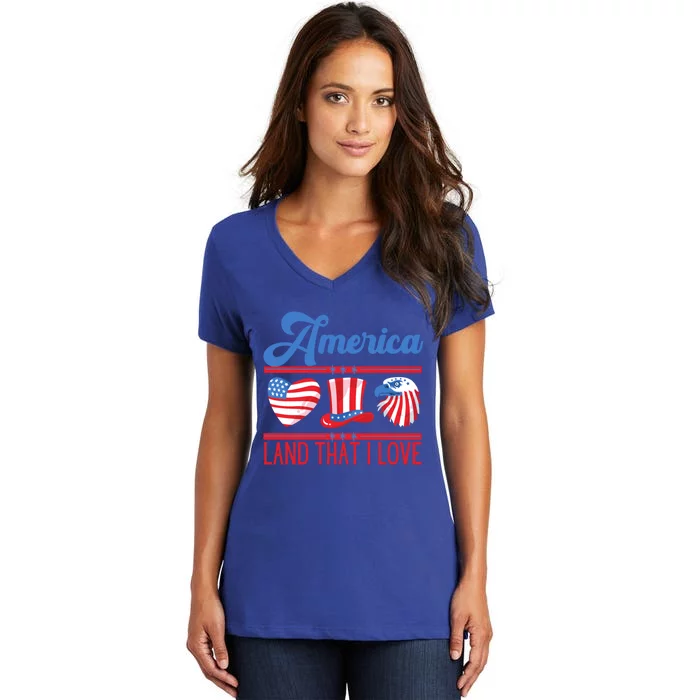 America Land That I Love Gift Women's V-Neck T-Shirt