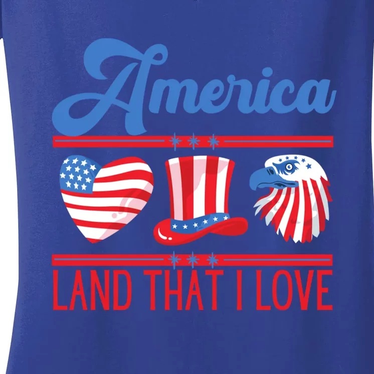 America Land That I Love Gift Women's V-Neck T-Shirt