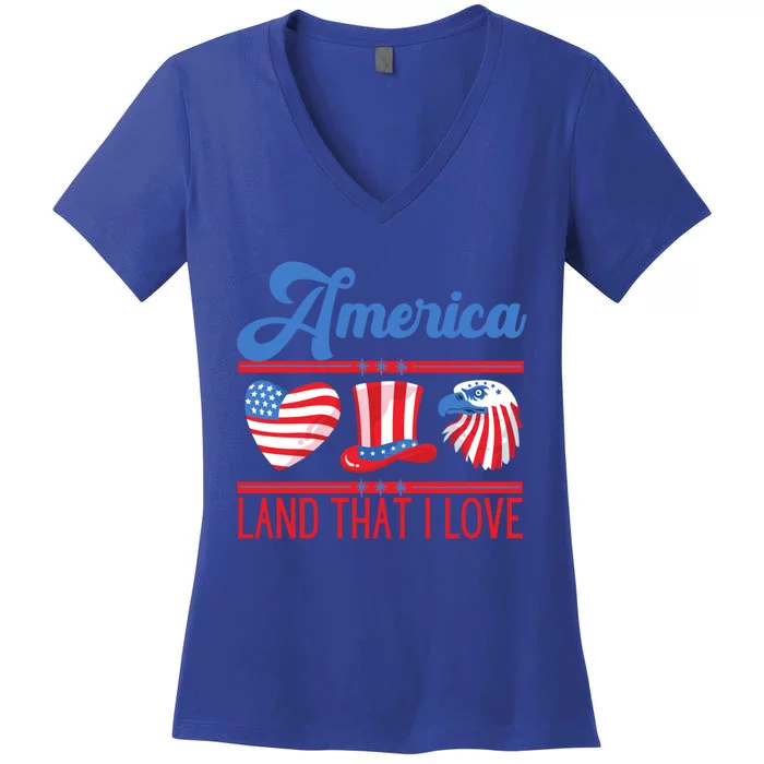 America Land That I Love Gift Women's V-Neck T-Shirt