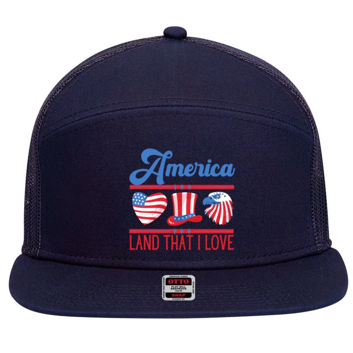 America Land That I Love Gift 7 Panel Mesh Trucker Snapback Hat