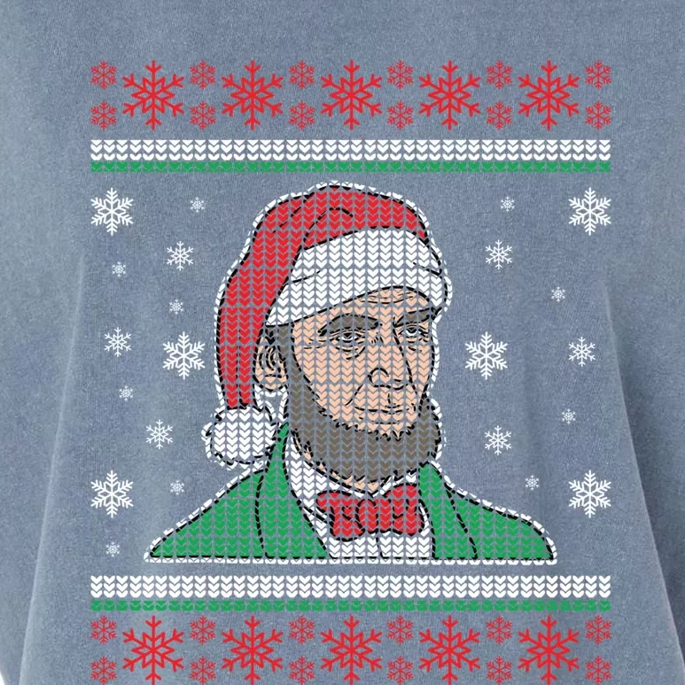 Abe Lincoln Usa President Santa Claus Ugly Christmas Sweater Great Gift Garment-Dyed Women's Muscle Tee