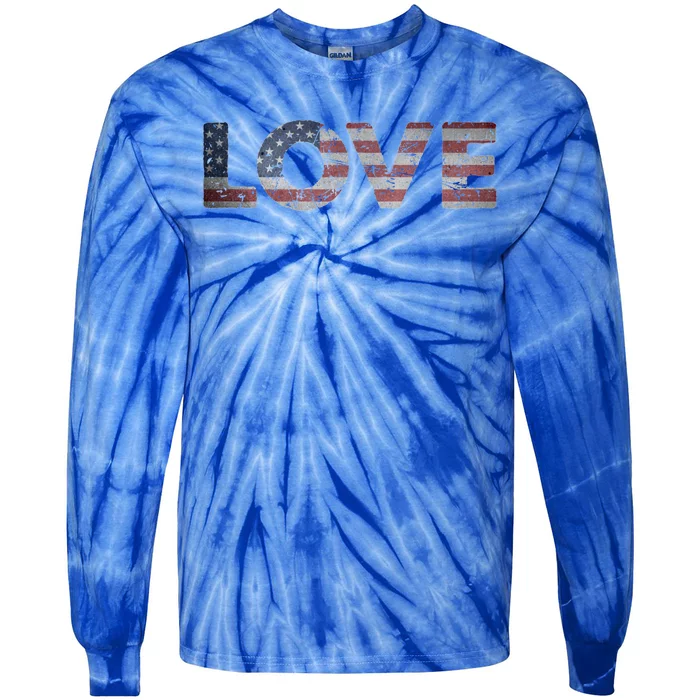 America Love Us Flag Love America Style I Love Usa Funny Gift Tie-Dye Long Sleeve Shirt