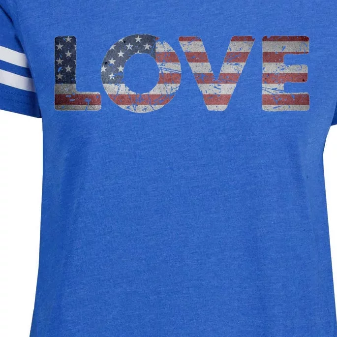 America Love Us Flag Love America Style I Love Usa Funny Gift Enza Ladies Jersey Football T-Shirt