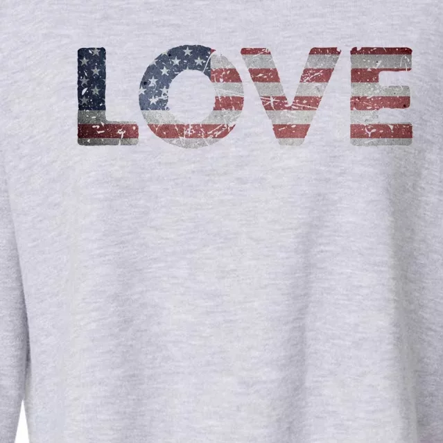 America Love Us Flag Love America Style I Love Usa Funny Gift Cropped Pullover Crew