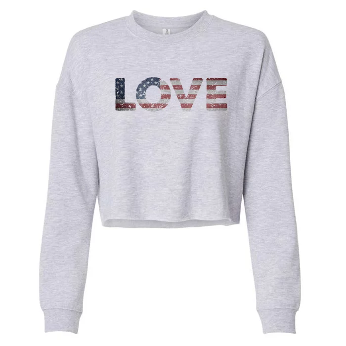 America Love Us Flag Love America Style I Love Usa Funny Gift Cropped Pullover Crew