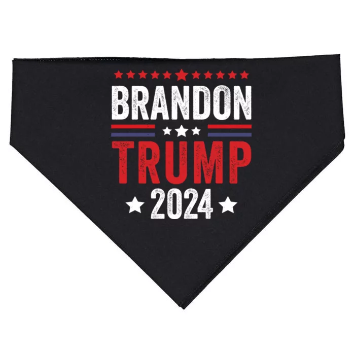 Anti Liberal Us Flag Brandon Trump 2024 USA-Made Doggie Bandana