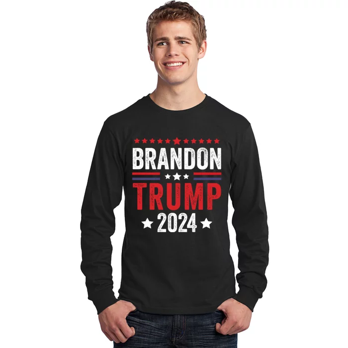 Anti Liberal Us Flag Brandon Trump 2024 Long Sleeve Shirt