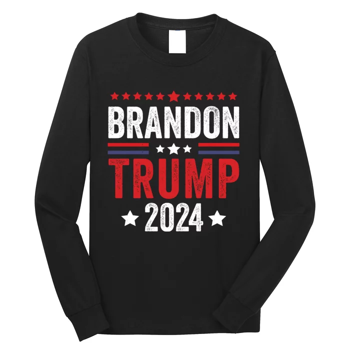 Anti Liberal Us Flag Brandon Trump 2024 Long Sleeve Shirt