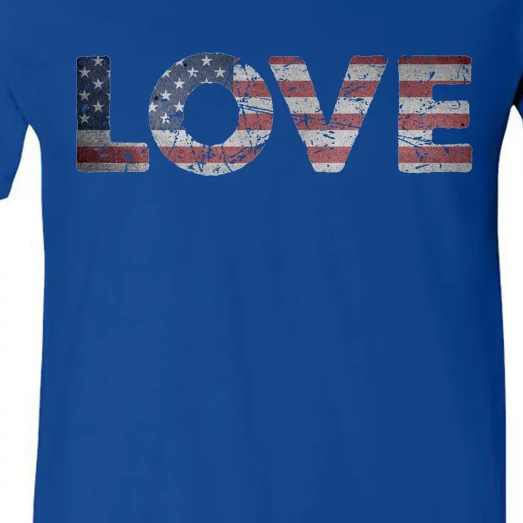 America Love Us Flag Love America Style I Love Usa Gift V-Neck T-Shirt